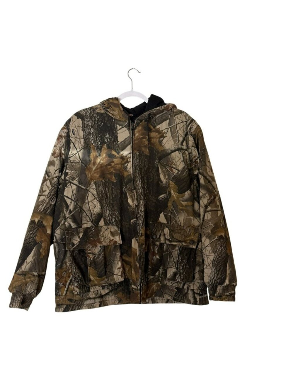 Outfitters Ridge Men's Camo Insulated Hunting  Bomber Hooded Full Zip Jacket L